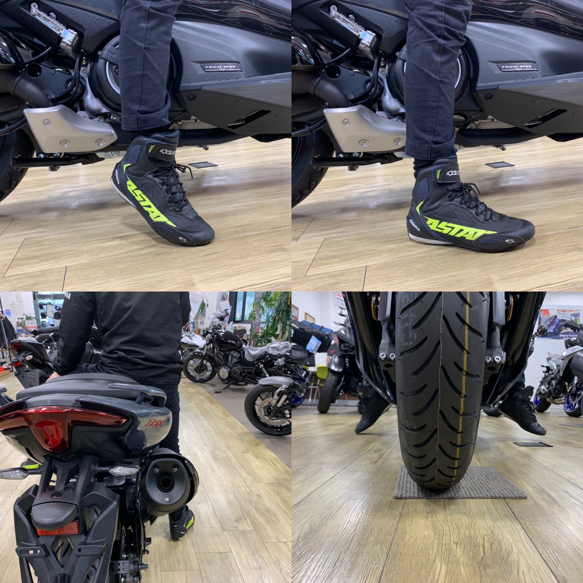 Ysp筑紫 Tmax560の足つきチェック 164センチ体重54キロ 両足 腰ズラし サイドスタンドからの引き起こしは難しくありません 参考に 中野の参考 Ysp筑紫 ヤマハ オフロード バイク Ysp筑紫オフロード部 大野城市 福岡 博多 車検