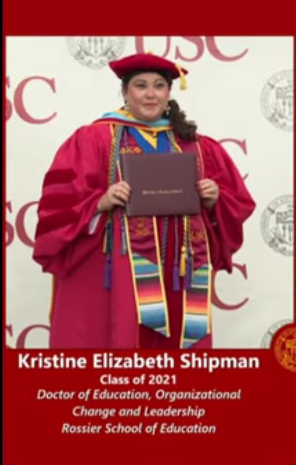 Congrats to <a href="/ShipmanKristine/">Kristine Shipman-Smith</a> for graduating as Dr Kristine with high honors🎓🥳. 

#Graduation2021 #soproud #graduation #Doctor #newgrad <a href="/USC/">USC</a> #USCGrad