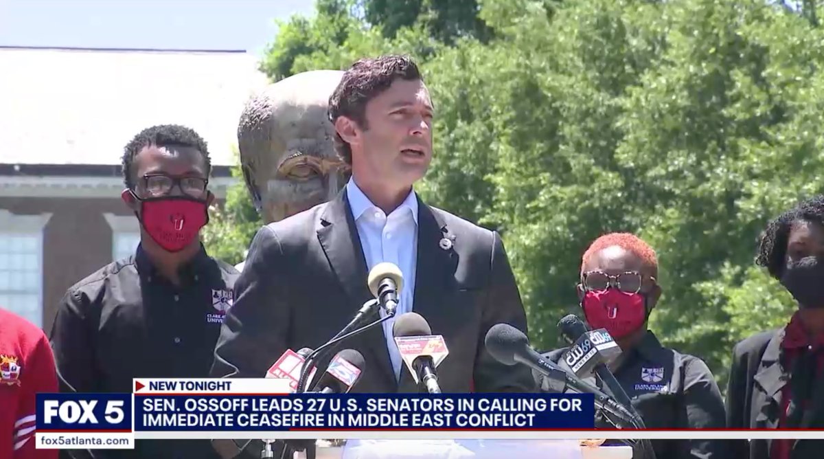 “New tonight, Sen. Jon @ossoff is leading 27 Senators in calling for an immediate ceasefire agreement.”

