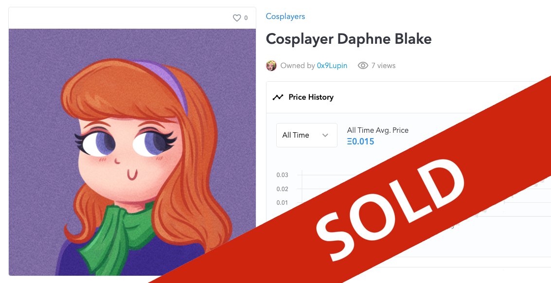 ⭐️DAPHNE has been SOLD⭐️

Thanks a lot, @0x9Lupin ! I'm so so happy you like Sophia's cosplayers so much cause this is your 2nd cosplayer! 😊 

Many many surprises to come this week 😈
#NFTs
