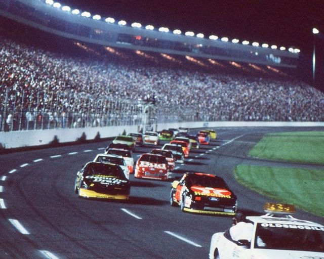 TPuszczewicz's tweet photo. 29 years ago, #TheWinston was raced under the lights. This is the 1st #NASCAR race under the lights at a superspeedway track. The outcome of the race has been called #OneHotNight. https://t.co/1eqMtyQvV4