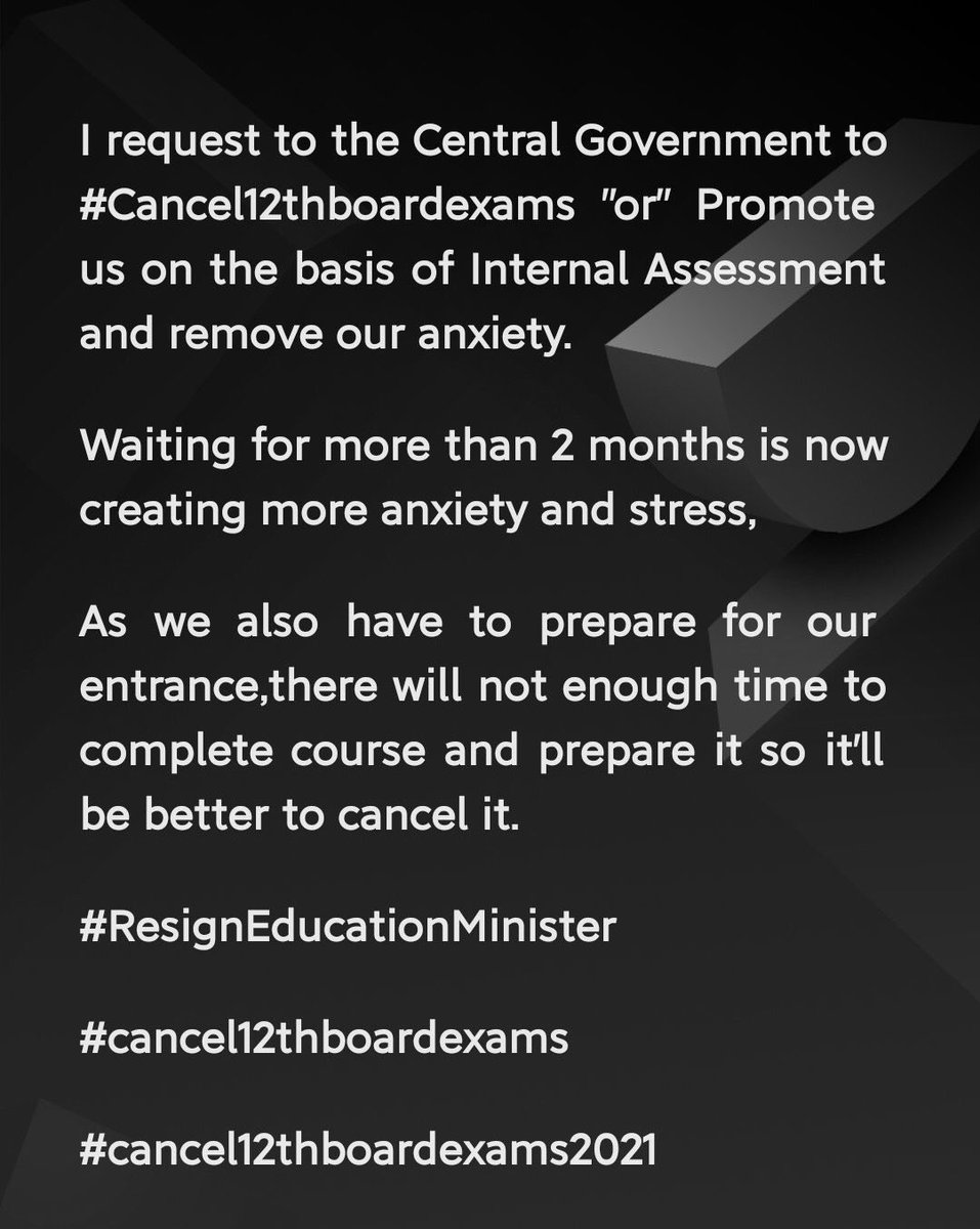 Spandan_2277's tweet photo. #modiji_cancel12thboards
#cancelexamsavestudents 
#AlternativeAssessment 
@CMOMaharashtra 
@VarshaEGaikwad 
@narendramodi 
@ArvindKejriwal 
@SonuSood 
@EkIndia13004645 https://t.co/dgeDPqU53s