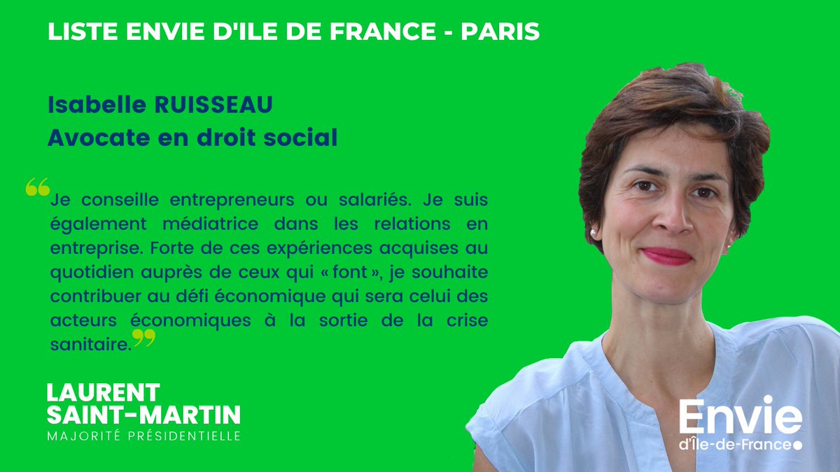 MarleneSchiappa's tweet image. . @IsabelleRuisse1 Avocate en droit social ; XVe arrondissement; @MoDem_Paris ; candidate à #Paris avec nous aux régionales 🚀