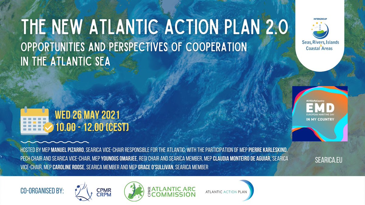 📅Wed 26 May👉bit.ly/3uzhtm3

Join host @MPizarroPorto and MEPs @Pierre_Ka @younousomarjee @cmonteiroaguiar @CarolineRooseEU and @GraceOSllvn discussing the #AtlanticActionPlan

🔎#Atlantic Research Alliance, Sectoral perspectives and🗣️Governance models

 #EMDInMyCountry