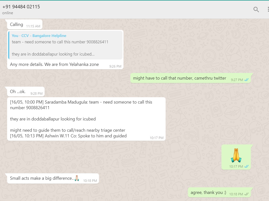 "Small acts make a big difference" - reply from one person from Bangalore, that COVID Citizens team served yesterday.

Grateful to be able to help. 🙏
