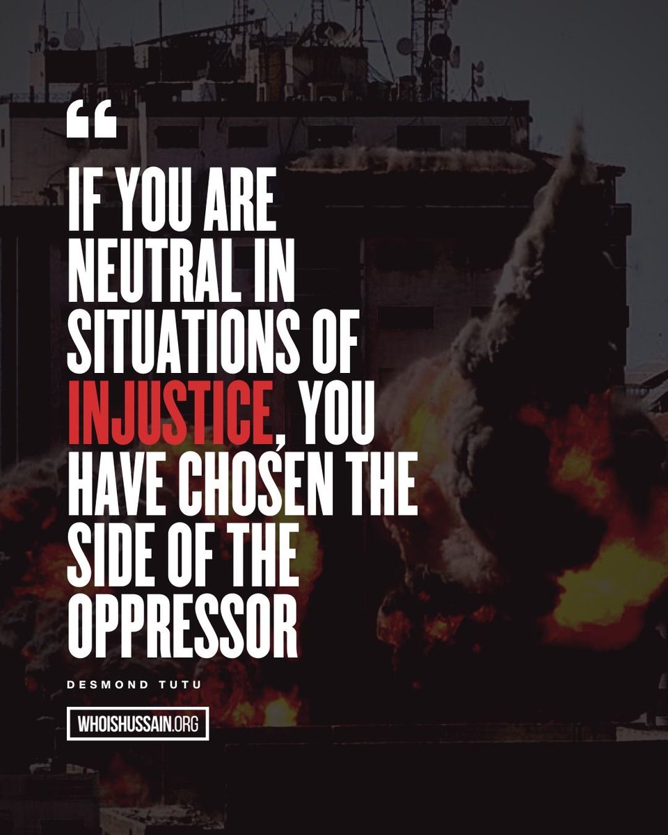 WhoIsHussain's tweet photo. As the violence against Palestinians continues to escalate, we hear the words of Hussain ibn Ali louder than ever. We send our condolences, lend our strength, and affirm our solidarity with the families who have been affected by the recent tragic events. https://t.co/4z8PuRP2tu
