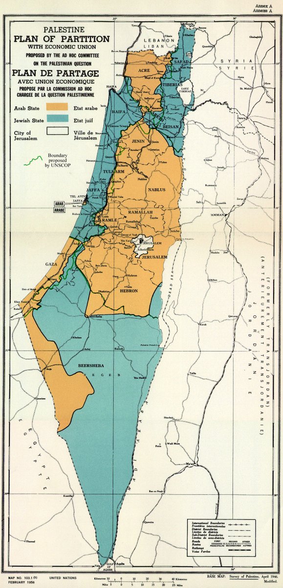 5\\ ll restante territorio, senza continuità, per lo più collinare e desertico fu destinato a 700 mila arabi. L’area di Gerusalemme invece destinata al controllo delle Nazioni Unite.