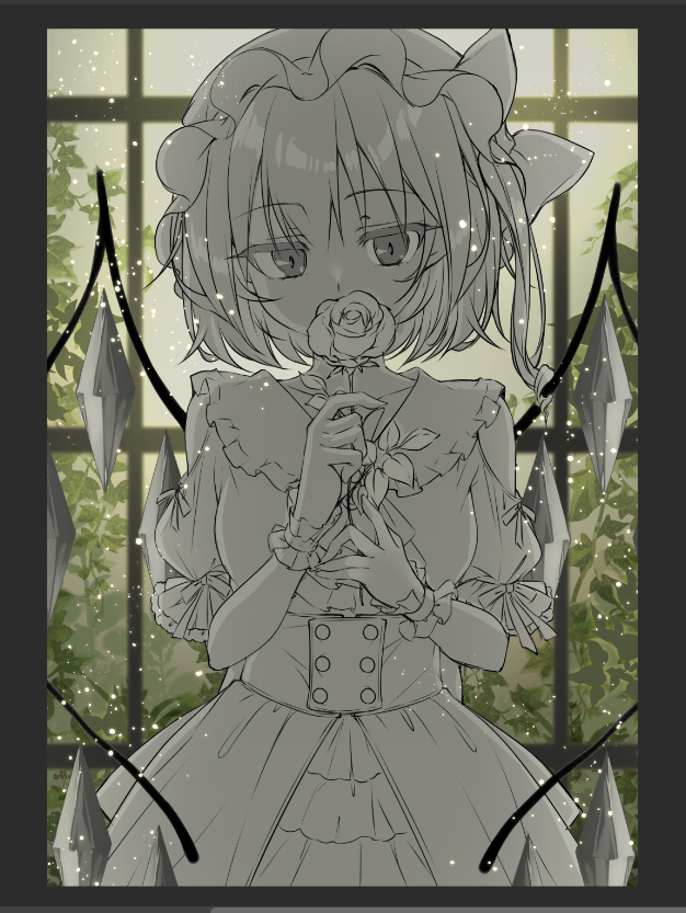 目つきとかも変えて頑張ってダークな絵に挑戦してる。 