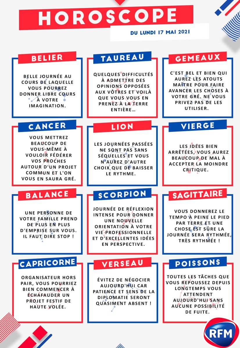 😃 Bon début de semaine avec votre #HoroscopeRFM ! 🥰 #RFMMatin