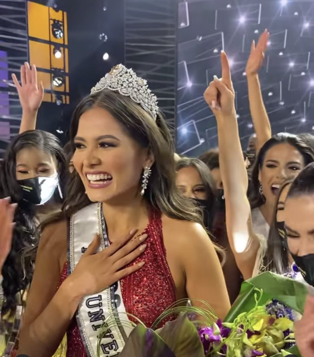 HERS's tweet - "Miss Universe 2020 is Mexico's Andrea Meza. A software  engineer, Meza has became the third Mexican woman to be crowned Miss  Universe. Brazil's Julia Gama is the first runner-up,