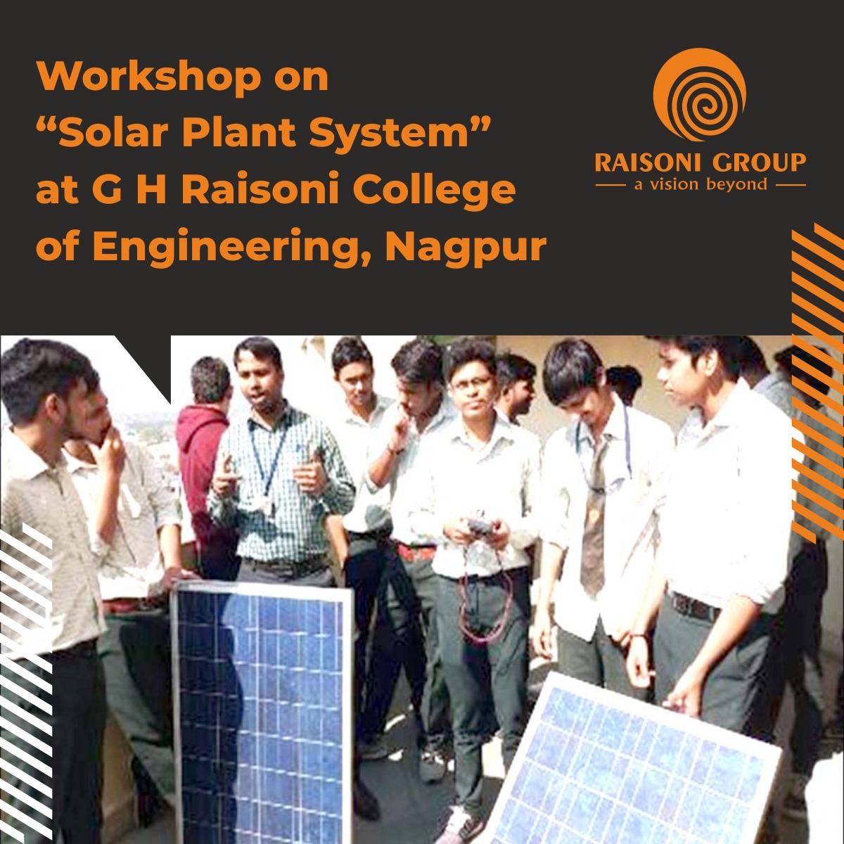 Workshop on 'Solar Plant System' at G H Raisoni College of Engineering, Nagpur
#ghraisoni #raisoni #rgi #raisonigroupofinstitution #ghrce #electricalengineering #Workshop #CollegeEvent #solarplant #powerengineering #energyaudit #soalarpanel #bestinfrastructure #bestcollege