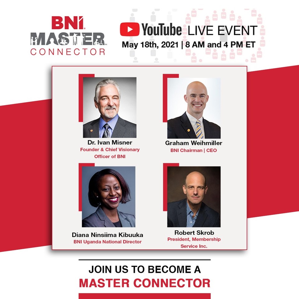 BNIindia's tweet photo. Just 1 day to go for the Master Connector YouTube Live Event! We’re super-excited to see you on May 18th at 5:30 pm. and May 19th at 1:30 a.m. Indian Time.
To book your seat, visit > https://t.co/Jkmdk2NQ0P
#MasterConnector #BNILive #ConnectorEffect #BNI https://t.co/J78N0hemds
