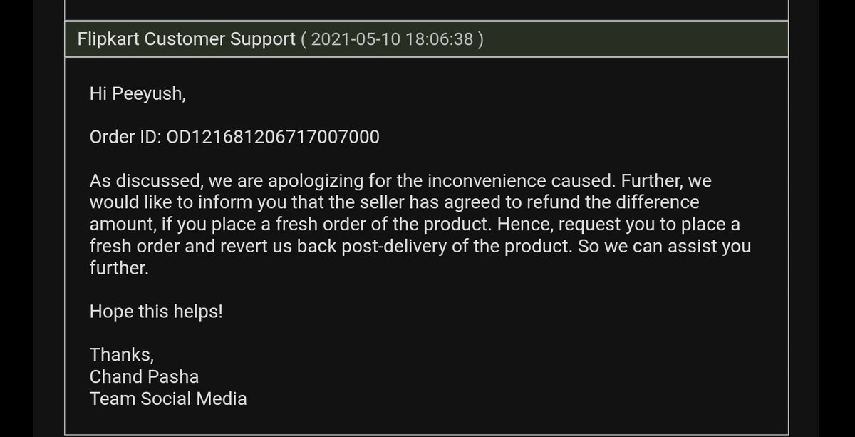 ipeeyushC's tweet photo. @Flipkart @flipkartsupport is scamming people. You order a new phone in lesser price, they cancel the order and ask you to reorder and tell you that the difference will be credited back and then they vanish #FlipkartScam @ZeeBusiness @CNBC_Awaaz @amazonIN @aajtak @ZeeNews https://t.co/TqY0uO32X2