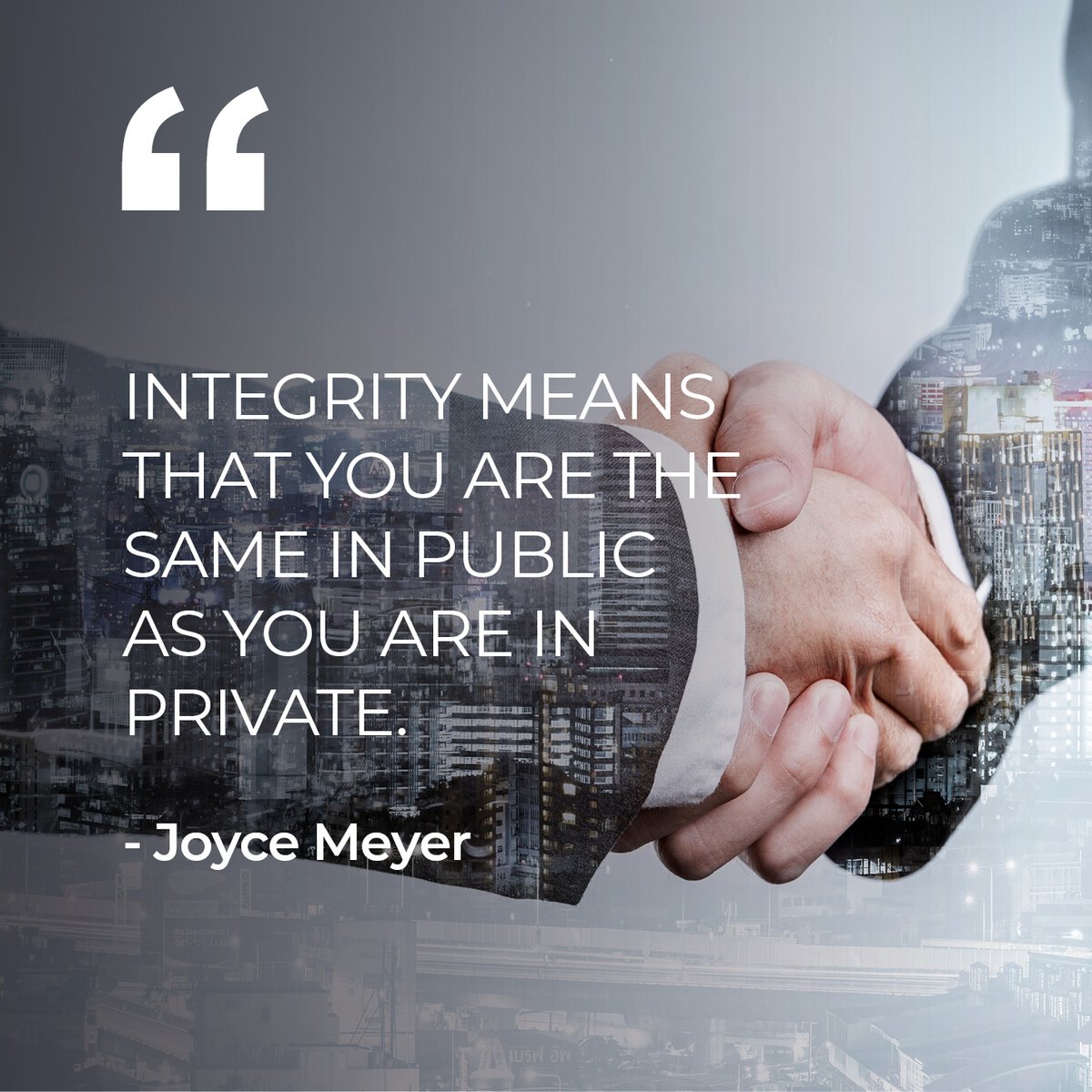 MooreSAfrica's tweet photo. Integrity means that you are the same in public as you are in private. - Joyce Meyer
#MooreSA #MondayMotivation https://t.co/wHWCYPKh5V