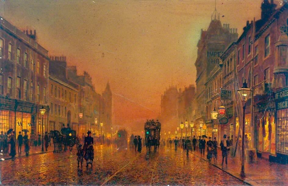 olgatuleninova's tweet image. John Atkinson Grimshaw  - British Artist  - (1835-1892)
Briggate, Leeds
Oil
1891