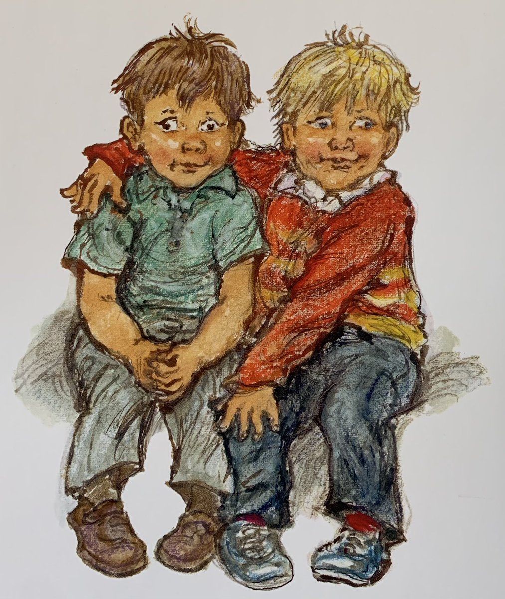 ShirleyHughes_'s tweet image. This week we will be looking at Alfie and His Very Best Friend

Alfie had a best friend and his name was Bernard. Annie Rose liked him better than any of Alfie’s other friends. Bernard liked her too, because she always laughed and laughed at all his jokes.