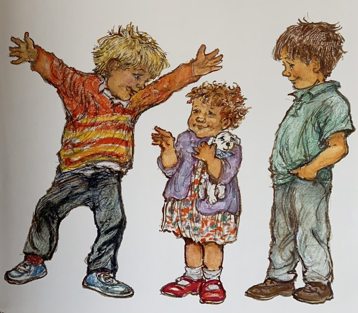 ShirleyHughes_'s tweet image. This week we will be looking at Alfie and His Very Best Friend

Alfie had a best friend and his name was Bernard. Annie Rose liked him better than any of Alfie’s other friends. Bernard liked her too, because she always laughed and laughed at all his jokes.