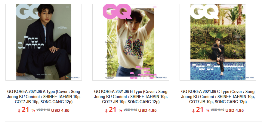 Ktown4u Thailand S Tweet Ktown4u Thailand X Defdaily Th Gq Korea 21 06 A B C Type Cover Song Joong Ki Content Shinee Taemin 10p Got7 Jb 10p Song Gang 12p Trendsmap