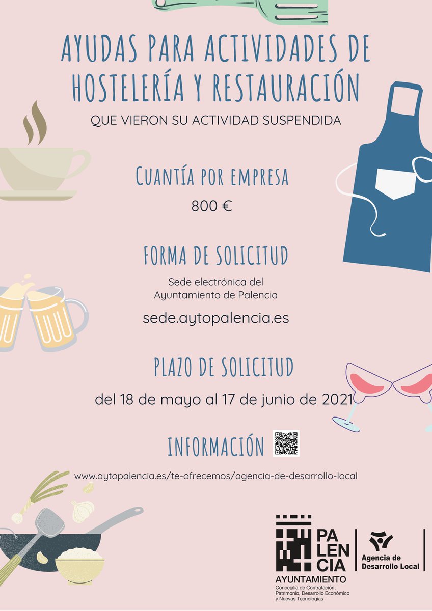 ADLPalencia's tweet photo. Ayudas del Ayuntamiento de Palencia dirigidas a actividades de hostelería y restauración.
Publicadas en el BOP de hoy, podrán solicitarse entre el 18/05/21 y el 17/06/21 a través de la sede electrónica del @PalenciaAyto 

Info: https://t.co/hUAItEzWtF https://t.co/k8ntfYz1iY