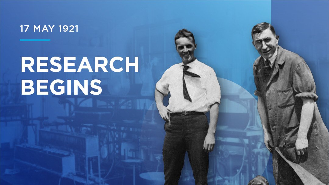 DiabetesAus's tweet photo. On this day, 100 years ago – surgeon Frederick Banting and research student Charles Best began the experiments that lead to the breakthrough that has saved millions of lives… the discovery of insulin. https://t.co/vX7hDrj8MU