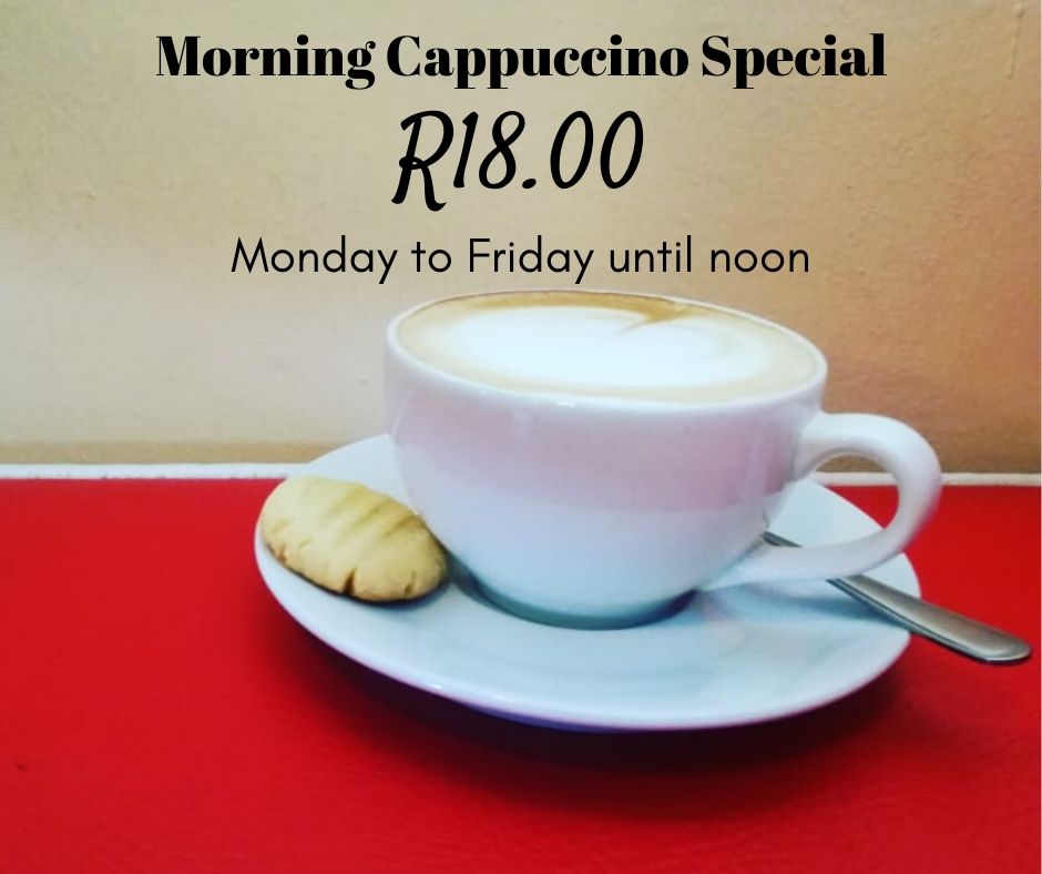 joeseasydiner's tweet photo. Early Morning Cappuccino Special: 
Enjoy a creamy morning cappuccino for R18.00. 
Joe's Parow only, until 12h00pm.
#Parow #JoesEasyDiner https://t.co/sY5VtTyLjp