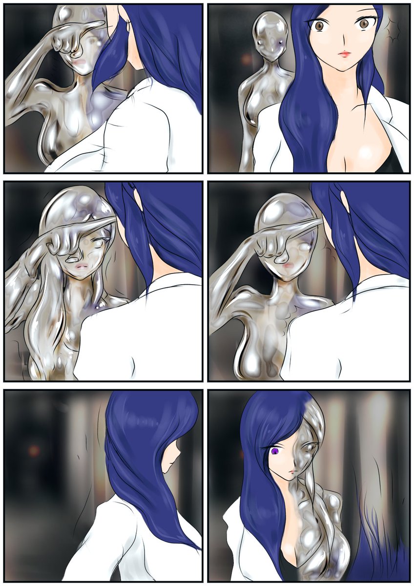 化粧室の鏡に擬態して待ち伏せ、始末・変身する液体金属T-Erα