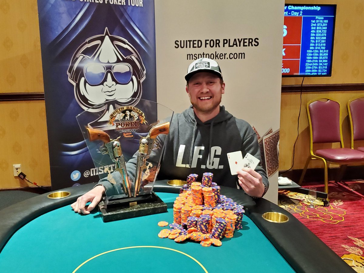 msptpoker's tweet photo. After an incredible heads up battle @TheRealTayHow has outlasted a record breaking 585 player field @SilveradoCasino and is your S.D. State Poker Champion! 

Check-out https://t.co/UzOCpvLWAd for complete event recap, and post win interview with the now 2 time Champ! https://t.co/0idforcQFX