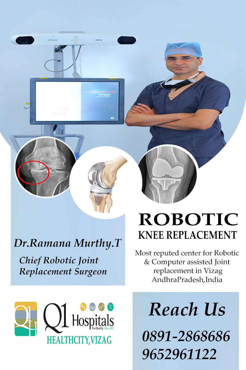 Q1Hospitals's tweet photo. Most reputed center for Robotic & Computer assisted Joint replacement in Vizag
Andhra Pradesh, India.
#q1hospitals #drramanamurthyt #robotickneereplacement #kneereplacement #vizaghospitals #boneproblems #arthritis https://t.co/4NASFPlYNR