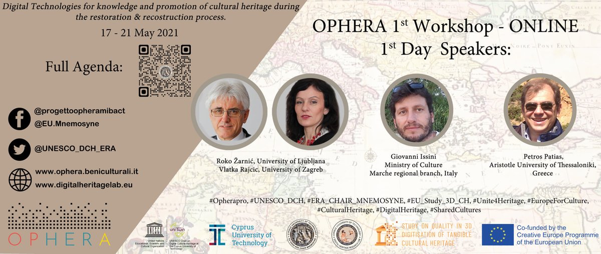 UNESCO_DCH_ERA's tweet photo. ✅ OPHERA 1st Workshop - Cyprus - ONLINE /1st Day Speaker:
👉 Full agenda: https://t.co/tUjhLvUY3y
#Opherapro #UNESCO_DCH #ERA_CHAIR_MNEMOSINE #EU_Study_3D_CH #United4Heritage #EuropeForCulture #CulturalHeritage #DigitalHeritage #SharedCultures https://t.co/EnER7WjPIf