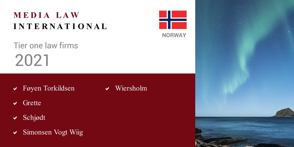 As Norway celebrates constitution day we recognise the country's top tier firms in MLI 2021. Congratulations to Føyen Torkildsen, Grette, Schjødt, Simonsen Vogt Wiig and @WiersholmAdv. Gratulerer! #lawfirms #Norway