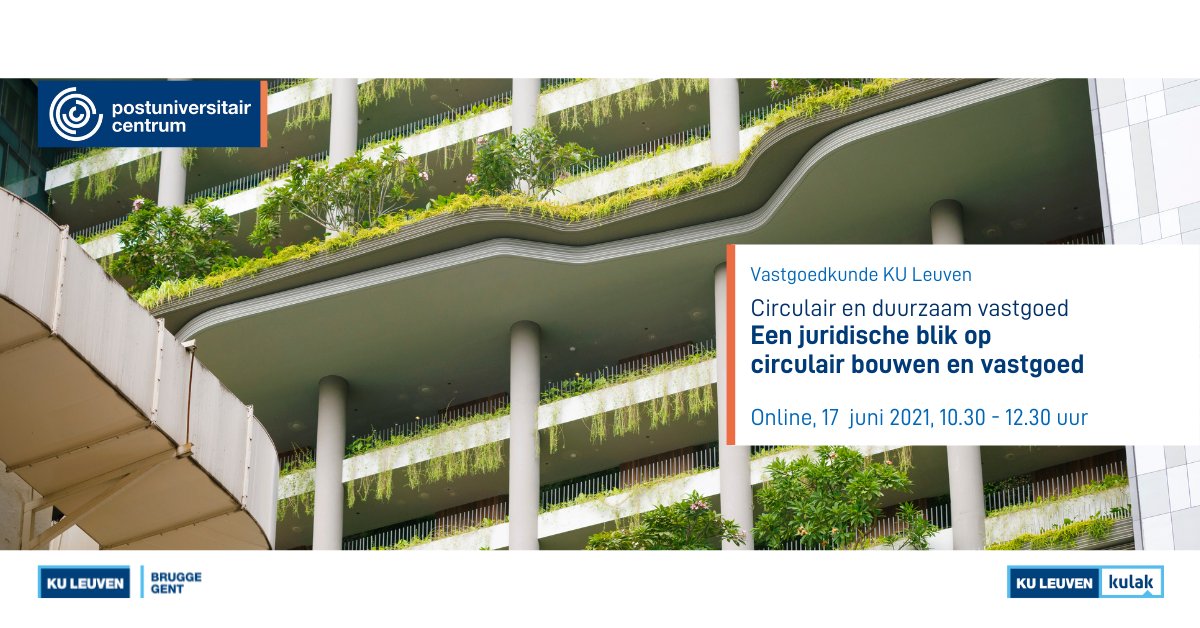 De make-over naar een duurzame en circulaire vastgoedsector brengt heel wat juridische vragen met zich mee. Tijd voor een antwoord vanuit het bouw- en het goederenrecht.
puc.kuleuven.be/nl/opleiding/k…