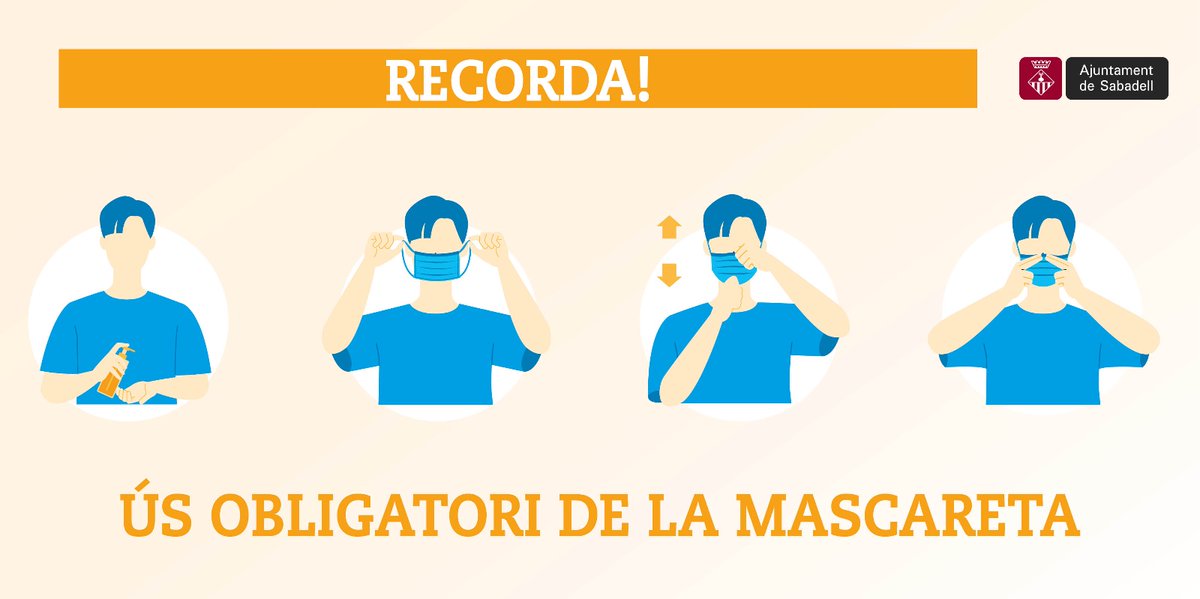 #Bondia #Sabadell

😷 L'ús correcte de la mascareta és imprescindible per reduir contagis de #COVID19: 

📏 Mida adequada
🧼 Higiene abans i després
✅ Ben posada
👃 Ben ajustada
🎒 Ben guardada

Mascareta 😷 Si us plau 🙏

#DistanciaMansMascareta #EvitemRebrots