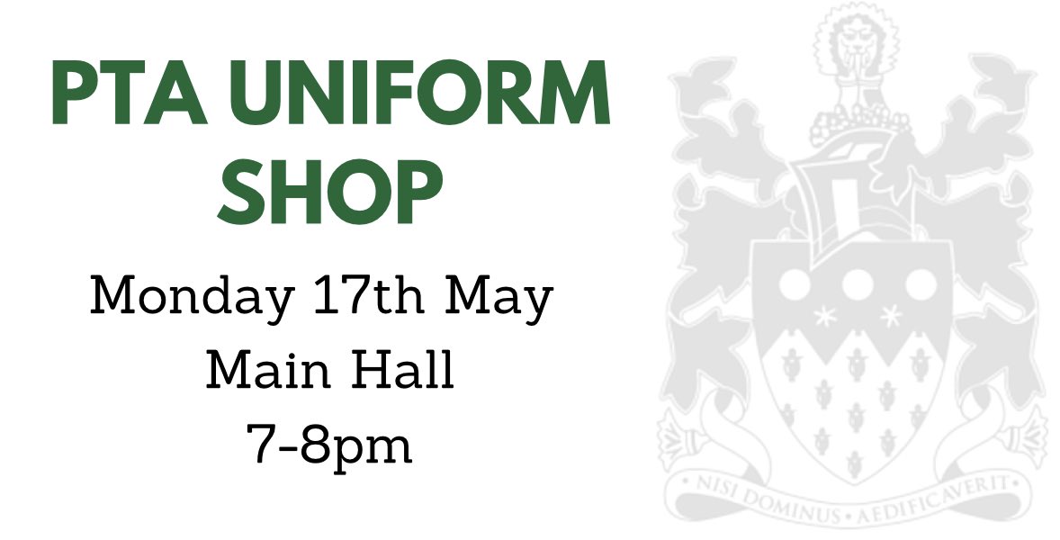 Rickmansworth School on Twitter "PTA Uniform Shop 🗓 Monday 17th May 🕖