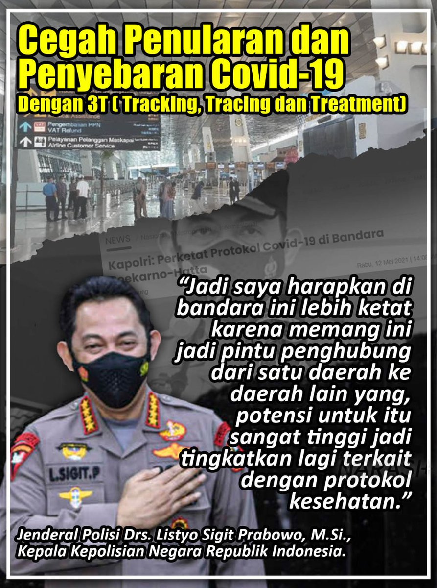 gianyar_polres's tweet photo. Kapolri Jenderal Pol Listyo Sigit Prabowo berharap bandara lebih perketat lagi untuk pengawasan protokol kesehatan karena bandara memiliki potensi tinggi penyebaran covid19
#PencegahanDengan3T
Waspada Arus Balik https://t.co/OWbkTvQOJ4