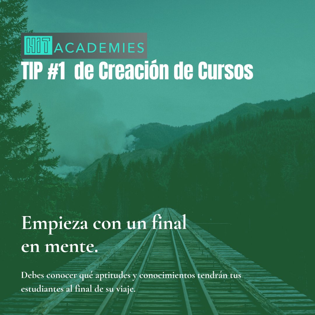 hitacademies's tweet photo. TIP 1 "Creación de Cursos": Empieza con un final en mente.
Debes conocer qué aptitudes y conocimientos tendrán tus estudiantes al final de su viaje.
Solo así podrás establecer métodos para lograr que obtengan estas aptitudes.

#edupreneur https://t.co/weygUNKRMj