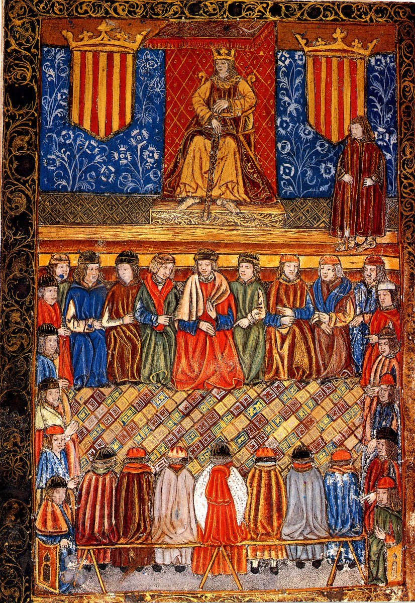 Les Corts i Parlaments medievals contribuïren a modelar una cultura de la representació política a Europa basada en el pacte i la reciprocitat com a manera col·lectiva de resoldre conflictes de gran abast, però evidentment no eren democràcies parlamentàries com les d’ara .Fil! 👇