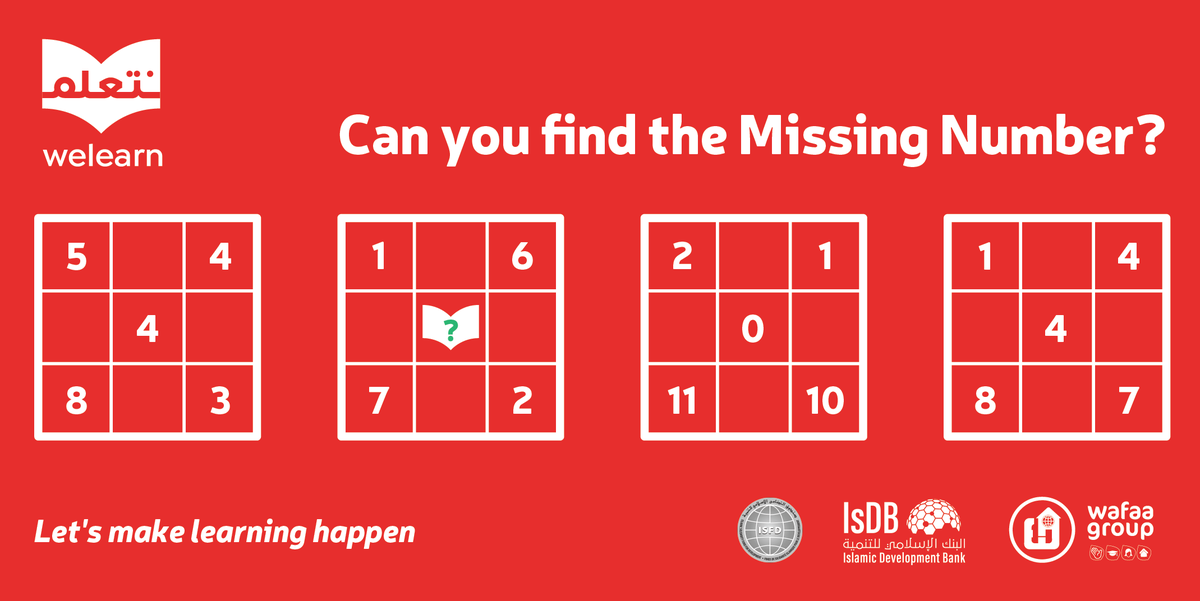 welearnsyr's tweet photo. Find the Missing Number...

#question #school #riddle #solve #highschool #welearn #science #physics #math #english #syrianrefugees #everyonedeservesachance #refugees #elearning #onlinelearning #onlinecourses #courses #digital https://t.co/0kzSHab6qx