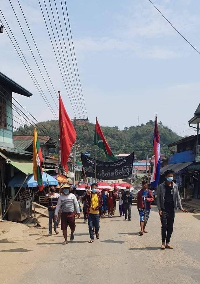 Seraphine_l's tweet photo. Abolishing Dictatorship Strike in MaShiKaHtaung, HpaKant !!!!

#May17Coup #WhatsHappeningInMyanmar https://t.co/jpqEAimqqM