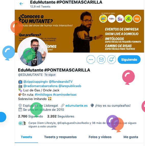 EspluguesFM's tweet photo. 🎉Muchas FELICIDADES @EDUMUTANTE !!!!🎉
Nos encanta que Twitter se encargue de recordar los aniversarios de la peña 😜🤣🎂🥳🎉
🎙️De viernes a domingo lo podéis escuchar en #HumorEnVena a las 22h en #EspluguesFM📻
#humor #risas #músicaenvivo #yloquehagafalta 🤣😂 https://t.co/em7XV8yr8e