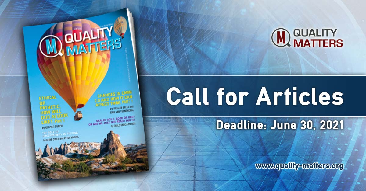 Call for Articles for Quality Matters Issue 12 is now open! Check the Editorial Kit on our website: quality-matters.org/index.php?page… for general guidelines on articles and write us or send your completed articles to info@quality-matters.org by June 30,2021.
