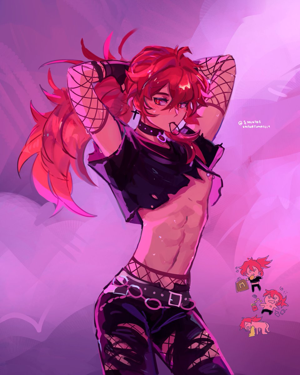 emnide's tweet photo. for the person who wanted crop top diluc, sorry it turned out super thotty uhm uh uh enjoy!!!! 😁😁😁

[ #GenshinImpact #原神 ] https://t.co/GSS4h9wVCD