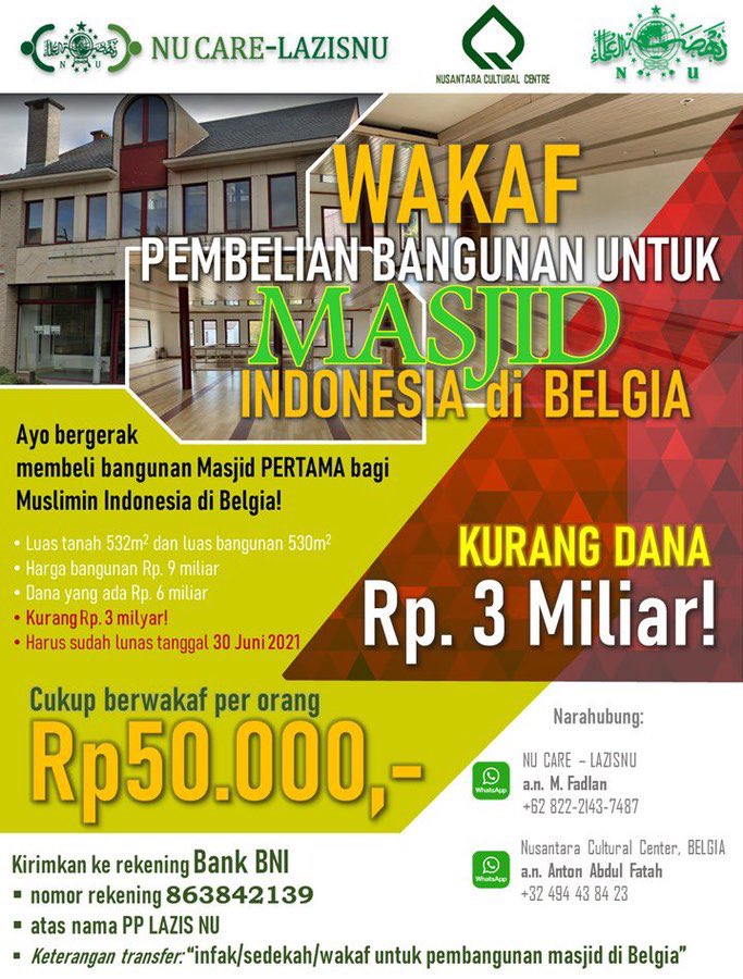 olech_zz's tweet photo. Wakaf Untuk Masjid Indonesia di BELGIA 

@nucare_lazisnu @AfifFuadS @addiems @adtaufiq @ https://t.co/6D9CYIBkoo