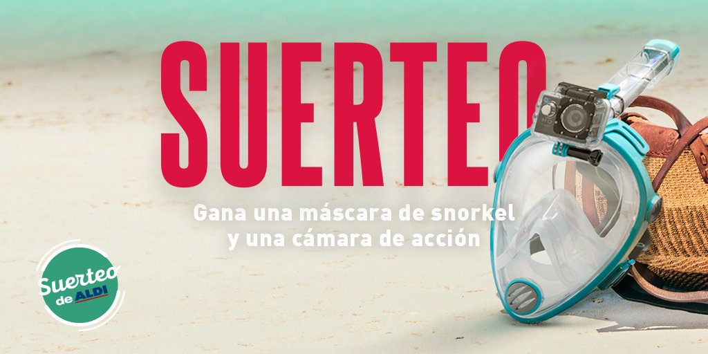Aldi_es's tweet photo. 🎉 #SuerteoALDI ¡Consigue una máscara de snorkel panorámica 180º y una cámara de acción 1080P FHD!
1. Sigue nuestra cuenta✔️    
2. Menciona a dos amigos o amigas 🏖️  
Además, haz retweet y ❤️ para que sepamos cuánto te gustaría que fueran tuyas. 
Participa del 17/05 - 23/05 https://t.co/pjgwcg3IYo