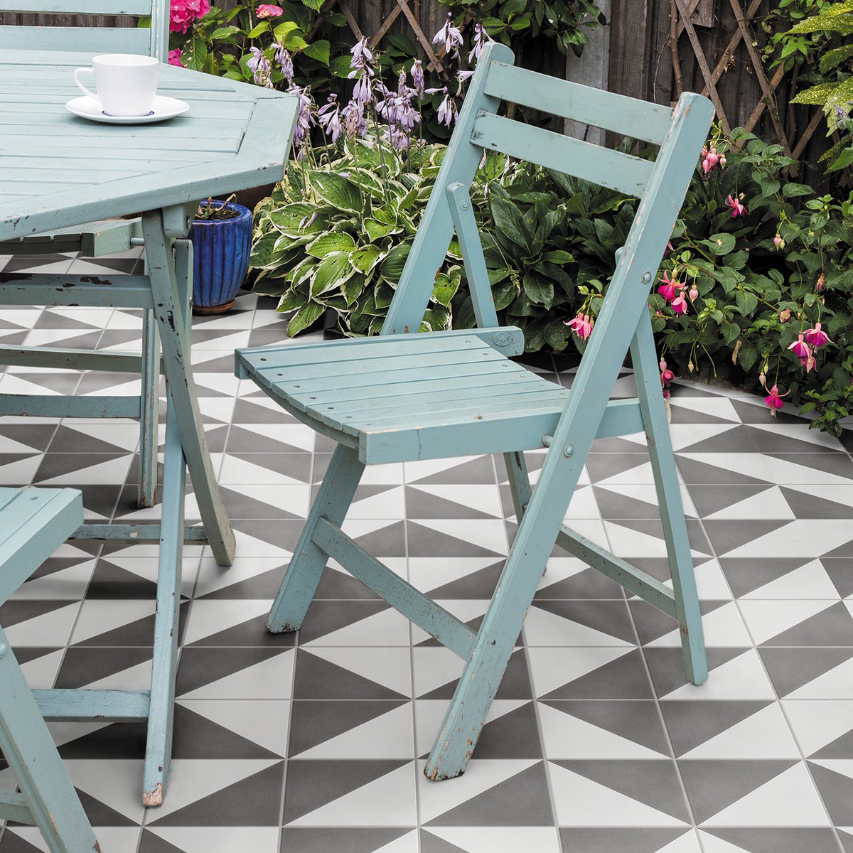 devalcambs's tweet image. A replica of encaustic cement tile designs typically found in chic interiors and cafés of Paris. The muted, yet pretty, colour palette belies the inherent strength of these tiles and the added bonus of the low slip finish makes them highly versatile.⁠