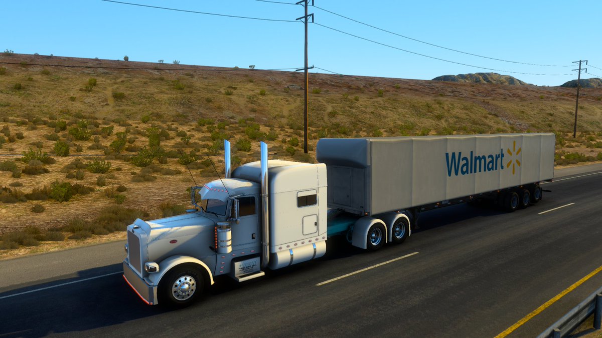 AnthonyTruckin's tweet photo. Doing a little contract drop and hook work this month. Always having fun in the sun.
@SCSsoftware #americantrucksimulator #peterbilt #flatbed #RGN #containertrailer #slidingtarptrailer https://t.co/wcHRwwdAxy