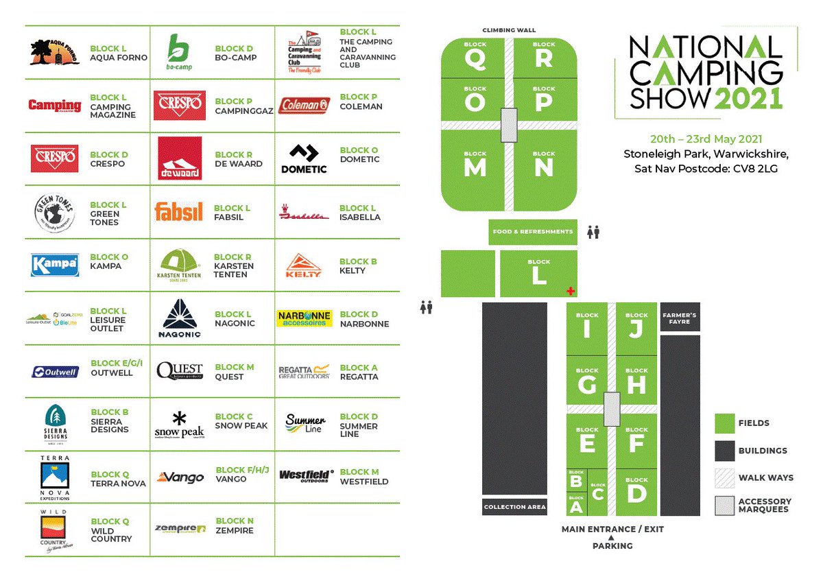 With only three days to go, here is our FINAL floor plan - don't forget to pre-register before Wednesday! #nationalcampingshow #campingshowuk #camping #campinglife #outdoors #outdoorslife #campinggear #shopping #staycation #daysout