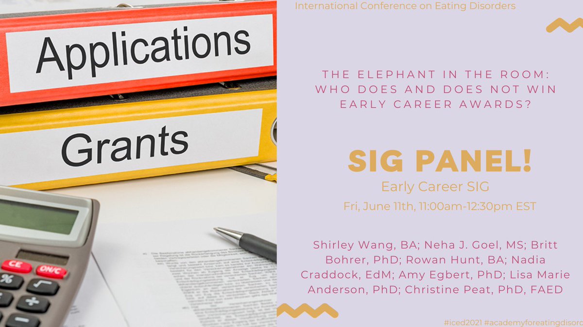 aedweb's tweet photo. Most people know that early career grants are competitive, but we don’t talk much about who wins them. Let’s talk about the elephant in the room, with the Early Career SIG at #ICED2021 #academyforeatingdisorders https://t.co/Ql0rY0FKZf
