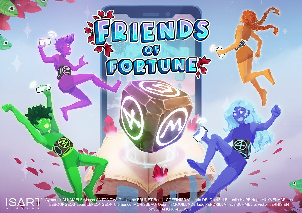 isartdigital's tweet photo. VIDEO GAME 2021 - Friends of Fortune 🔮
🔜 Released June 2021

Experience a unique game setup that combines your smartphones with a PC screen. Set off on an adventure in the zany world of the Goddess of Chance.May the dice be with you! https://t.co/yAytPhvooI