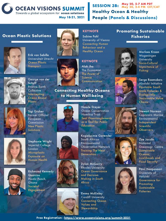 This week👉@Ocean_Visions summit

🌊Do not miss our session on #healthyoceans & #healthypeople 

🐟Keynotes @alokjha & @SabinePahl 

🐟Panelists for Sustainable #Fisheries breakout: @MarloesKraan Stewart Norman @ZoeJacobs27  @PaiviHaapasaari Josephine Edward

🐟May 20th 2-4pm CET