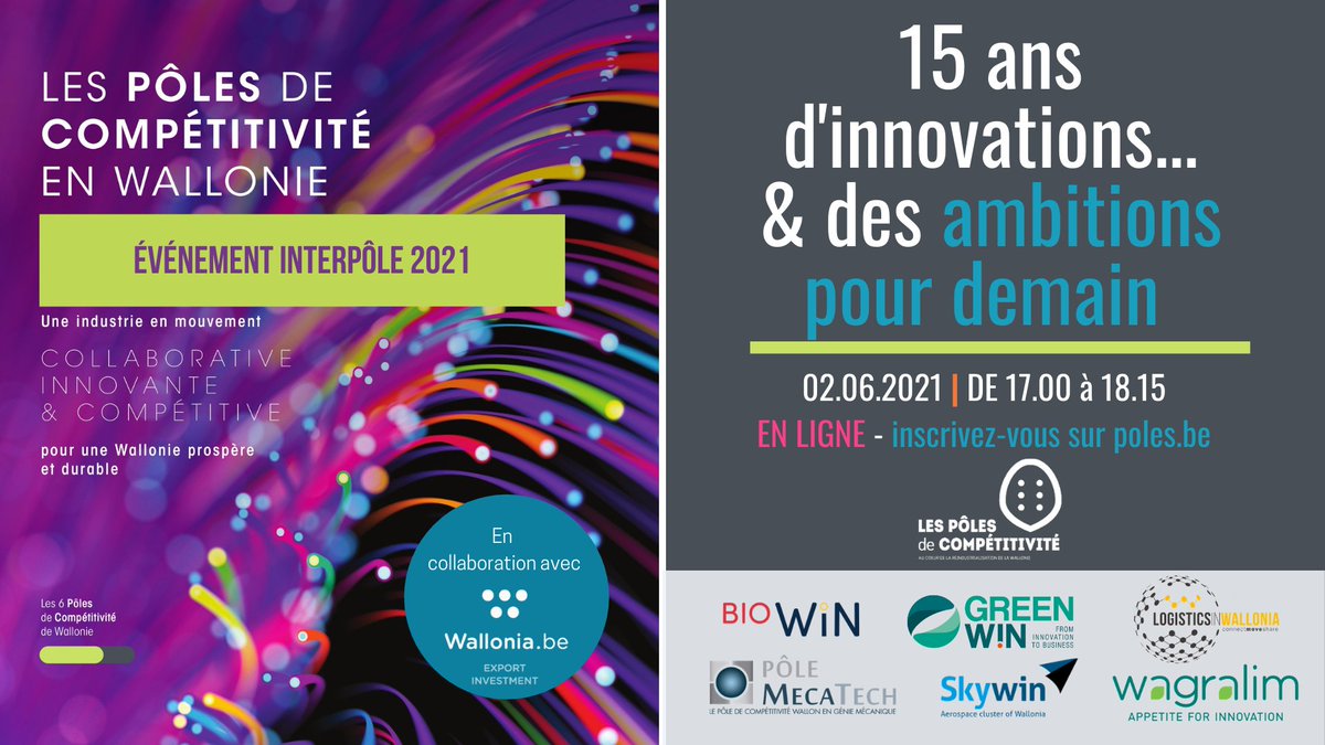 wagralim's tweet image. Participez à l'event interpôle le 2 juin de 17h à 18h15 !

Les 6 #pôles de compétitivité #wallons, s'associent à un événement commun virtuel, organisé en collaboration avec @AWEX_Belgium.

Programme et inscription : hubs.li/H0N2n-00